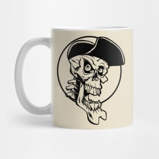 Laughing skull with cap (black outline) Mug